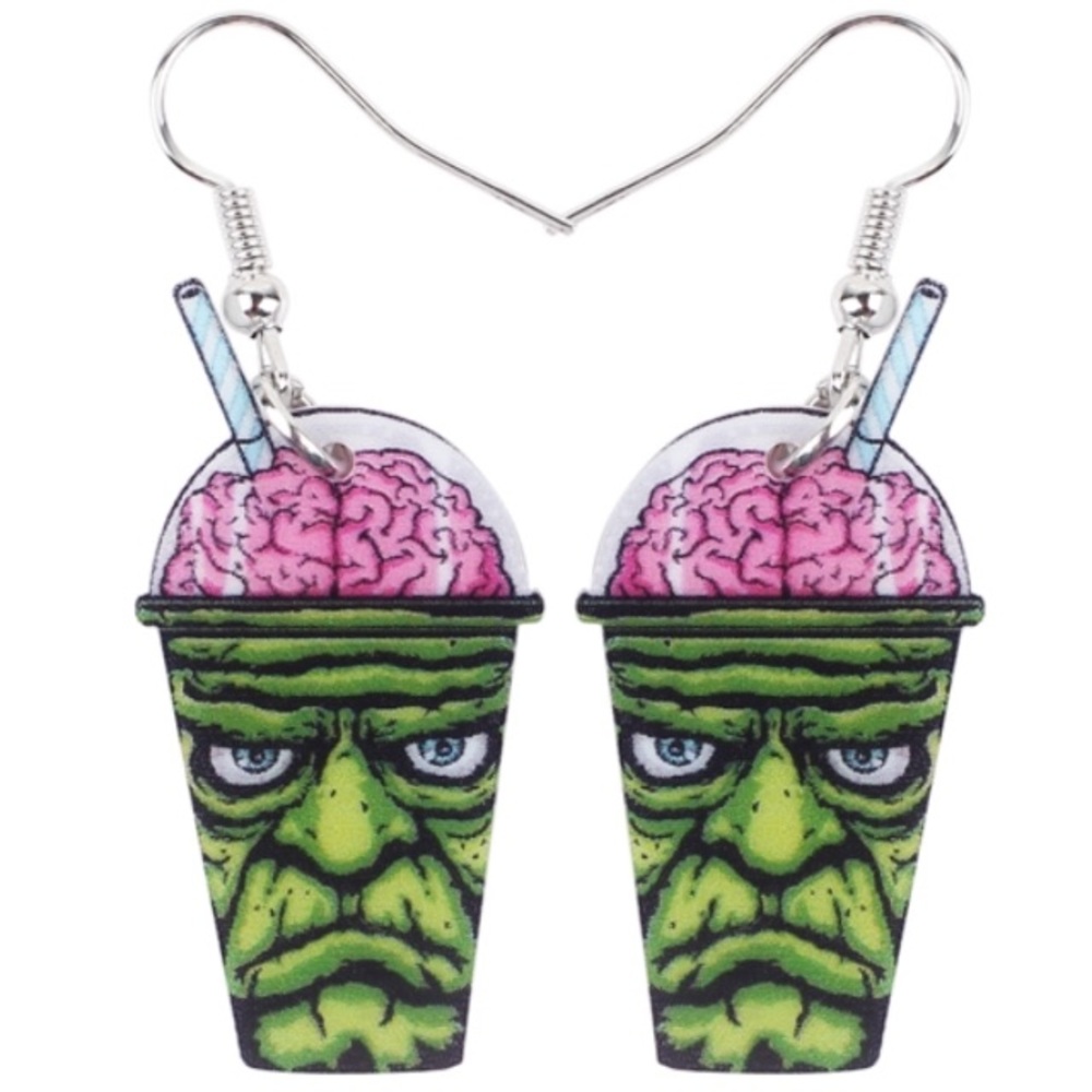 Zombie Brain Juice Acrylic Earrings Halloween